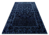Dark base and bright colour intricate pattern generates a stark contrast which renders an interesting radiance to this carpet. Place it in the center of the room and let it catch all the attention. The two colour story makes it simple yet exquisite.