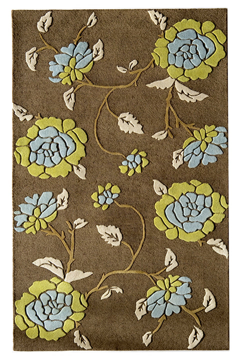 Bring the natural outdoors inside with this modern floral all over patterned rug. Fresh colour combination of sky blue and pale yellow on a brown shade adds a charm and homely feel to it. It’s perfect for your bedroom or living area.